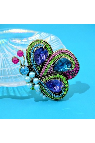 Sarı Blucome Yeni Kelebek Broş Kadınlar Için Vintage Inci Renkli Rhinestone Sevimli Böcek Düğün Rahat Broş Pins Takı Sarı