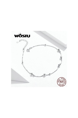 Novahub 100% 925 Ayar Gümüş Boncuklu Chian Bilezik - Halhal Zinciri Kadınlar İçin Wostu Tasarım Diğer