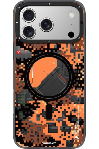 Apple Uyumlu iPhone 17 Pro Max Kılıf M-safe Şarj Özellikli Youngkit Camouflage Sykell Serisi Kapak Turuncu Turuncu