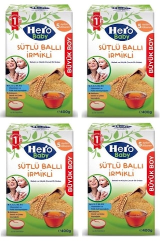 Hero Baby Sütlü Ballı İrmikli 5+ Ay Kaşık Maması 4 x 400 G