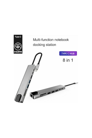 Ethernet Usb Type-C Hub Hdmı Girişili Apple Uyumlu MacBook Air Pro Çevirici