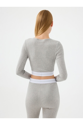 Slim Fit Kadın Bluz U.kol Gri