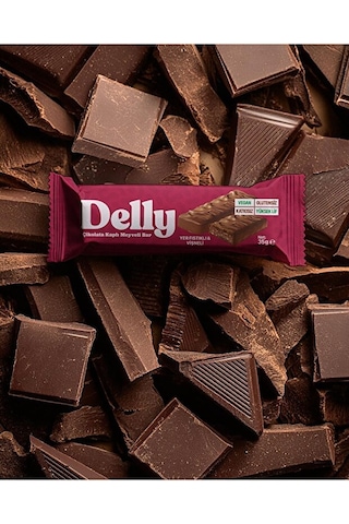 Delly Çikolata Kaplı Yer Fıstıklı Vişneli Meyveli Bar 12 x 35 G
