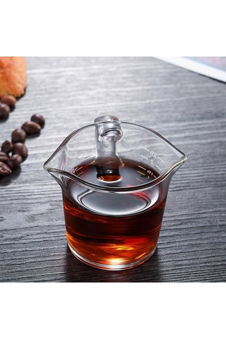 Ev Ve Mutfak İçin Isıya Dayanıklı Çift Ağızlı Cam Kahve Ölçü Kabı