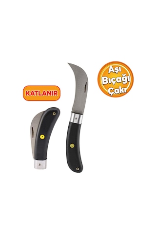 Plastik Saplı Bıçak Çakı Aşı Bıçağı Profesyonel Çelik Eğri Uçlu Bağ Ağaç Budama Aşı Çakısı 2'li Set