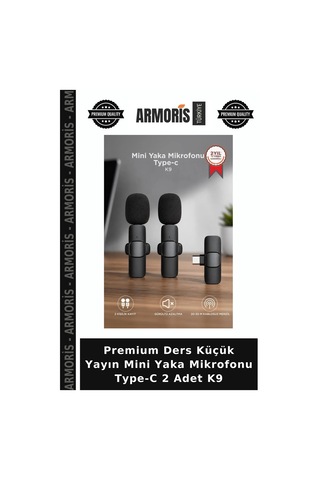 Premium Ders Küçük Yayın Mini Yaka Mikrofonu Type-c 2 Adet K9