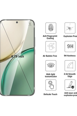 Honor Magic 8 Lite Ile Uyumlu Ekran Koruyucu Şeffaf Temperli Kırılmaz Cam Ekran Koruyucu 3 Adet