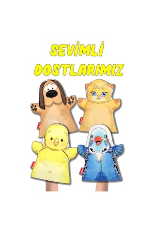 4 Parça Tox Sevimli Dostlarımız Keçe El Kukla Set . Eğitici Oyunc