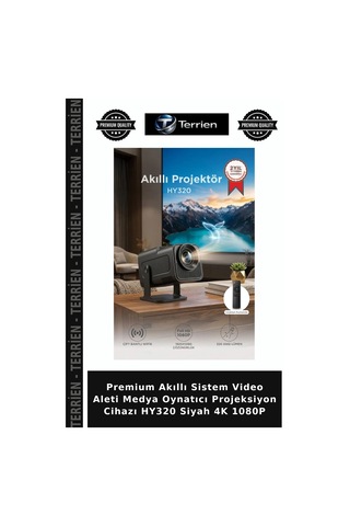 Premium Akıllı Sistem Video Aleti Medya Oynatıcı Projeksiyon Cihazı Hy320 Siyah 4k 1080p