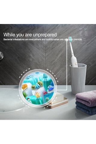 Sones Ultraviyole Diş Fırçası Sterilizatörü Banyo Duvara Monte Diş Fırçası Tutucu Siyah Diğer