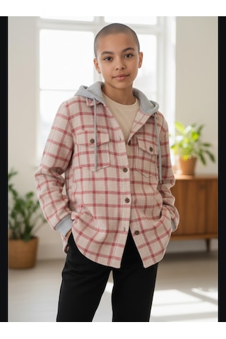 Gala Çizgili Kapüşonlu Unisex Çocuk Gömlek KREM