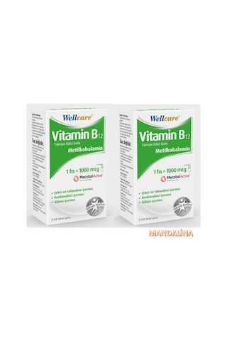 2 X Wellcare Vitamin B12 Metilkobalamin 1000Mcg 5Ml Sprey