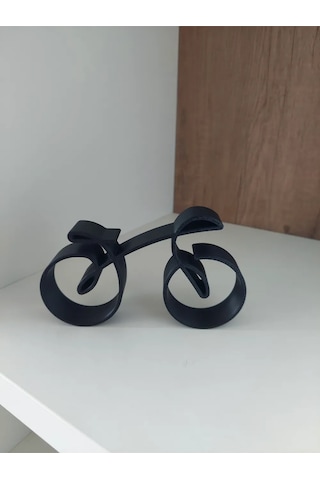 Siyah Soyut Tasarım Bisiklet Figürlü Modern Dekoratif Masa Ve Kitaplık Raf Süsü