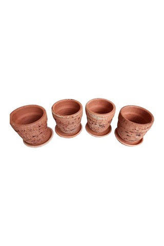 4 Adet Antik Görünümlü Toprak Saksı 12 12 Cm 90008911