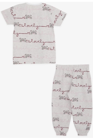 Breeze Kız Bebek Kısa Kollu Pijama Takımı Sevimli Ayıcık Desenli 9 Ay-3 Yaş, Bej Melanj-bej Melanj Bej Melanj