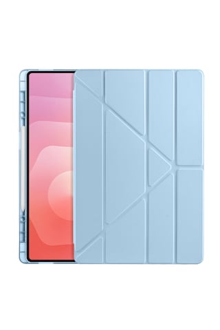 Samsung Galaxy Tab S11 Ultra Uyumlu Kılıf Tri Folding Kalem Bölmeli Katlanabilir Standlı Pu Yumuşak Kapak Kapaklı Kılıf