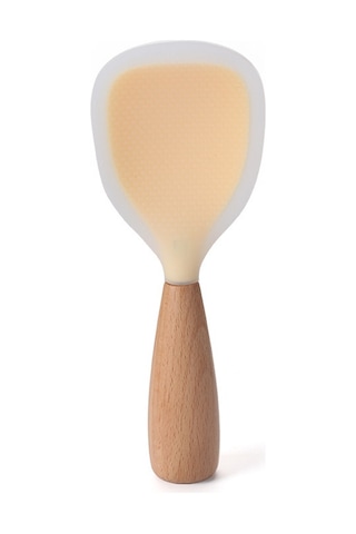 Hombey Yemek Seviyesi Silikon Pirinç Kaşığı - Anti Yapışkan, Elektrikli Pirinç Kazanı İçin, Ev Kullanıma Uygun Yarı Şeffaf Sarı