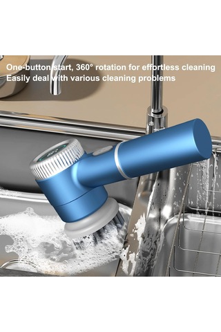Elektrikli Temizleme Fırçası, Güç Göstergesi, 3 Hız Ve Maksimum 2400 Rpm Mavi