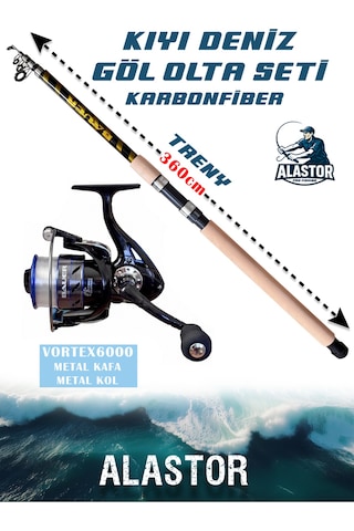 Trendy 360cm Olta Seti Kıyı Göl Deniz Olta Seti Vortex Olta Makinesi Dahil Olta Kamışı 2'li Set