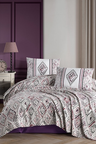 Elart Twill Çift Kişilik Pike Takımı 200x220 Cm Mürdüm MÜRDÜM