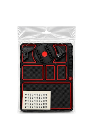 Kemboss Premium Araç Organizer Ve Papaya Klima Kokusu Seti Numaratörlü Torpido Organizer Kırmızı