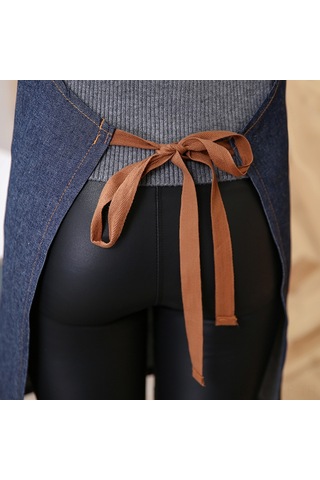 Mufunye Kahveye Ve Temizliğe Uygun Unisex Nordik Stil Tam Pamuk Dayanıklı Mavi Cerrahi Apron Kalebukluk Kanca Diğer