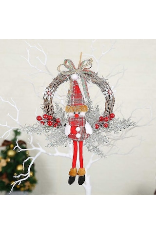 Wjtg Noel Çelengi Yuvarlak Çelenk Noel Çelengi Noel Ağacı Çelengi Noel Dekorasyonu Noel Ağacı Dekorasyonu J