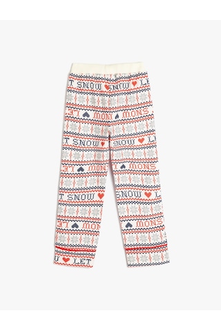 Koton Yılbaşı Desenli Beli Lastikli Pamuklu Pijama Altı Kırmızı Desenli 5wlk50029mw