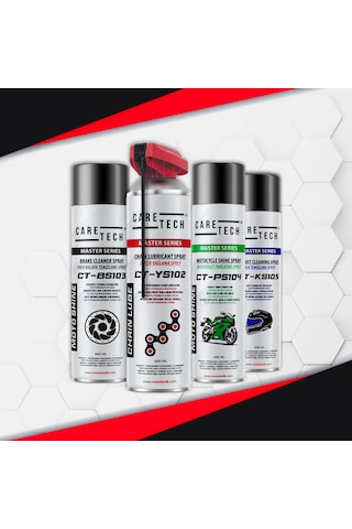 CT-SET4-A  Motosiklet Parlatma Spreyi Zincir Yağlama Fren Balata Kask Temizleme 4'lü Bakım Seti Sprey