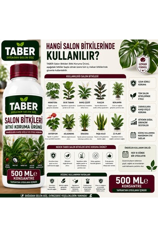 Taber Salon Bitkileri Bitki Bakım Ürünü 500 Ml Konsantre İç Mekân Bitkileri İçin Yapraktan Uygulama Diğer