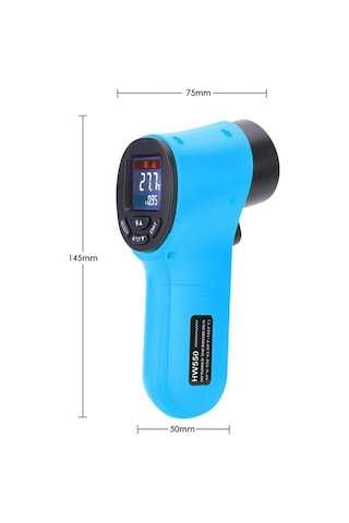 Pazly Termometre Temassız Tabancası Sıcaklık Pirometre Mavi Lcd Lazer Kızılötesi Hw550 Endüstriyel Dijital - Qv