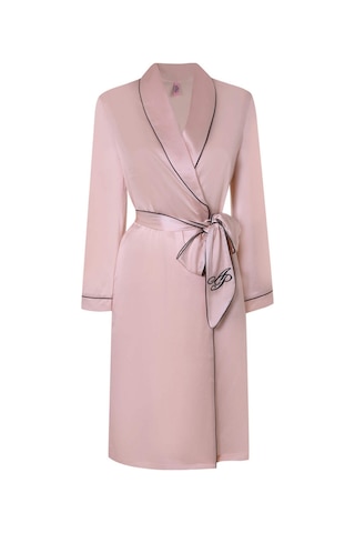 Classic Pink Silk Dressing Gown By Agent Provocateur - Elegant Nightwear With Contrast Piping Pembe