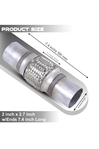 Egzoz Spiral Flex Borusu,51mmx 190mm'' Üniversal Tip, Paslanmaz Ç