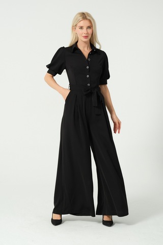 Balon Kol Bağcık Detaylı Tulum Siyah