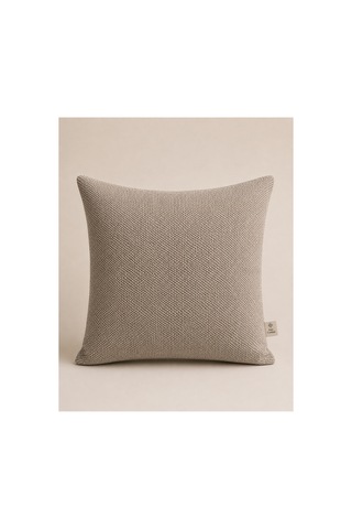 Dokulu Dekoratif Kırlent Kılıfı Grej 43x43 Cm Modern Tasarım Bej