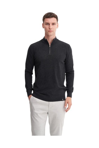 Cazador Premium Courspoun Slim Fit Yarım Balıkçı Kazak-33250 Siyah