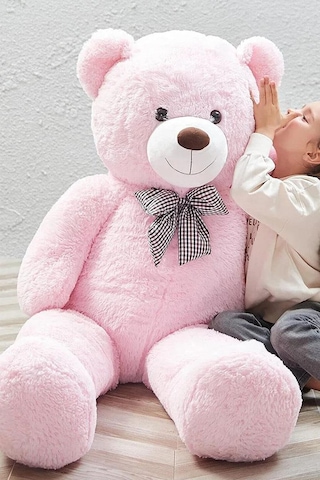 Papyonlu 180-190 Cm Dev Boy Sevimli Peluş Koca Ayı - Sevgiliye Eşe - Arkadaşa Özel Hediye Pembe