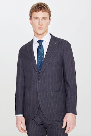 Altınyıldız Classıcs Erkek Sıyah 360 Her Yöne Esneyen Slim Fit Taşıma Torbalı Çizgili Takım Elbise Siyah