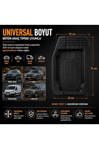 Wöbermann 4D Havuzlu Oto Paspas Tüm Araçlara Uygun Universal 5 Parça