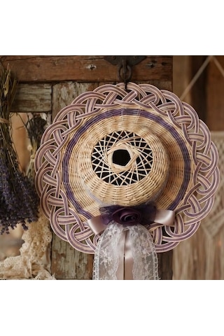 Handanrattan El Örgüsü Rattan Hasır Şapka Duvar Dekoru 40 Cm 40 Cm Çap