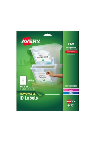 Avery Beyaz Çıkarılabilir Çok Amaçlı Etiketler, 20 X 25 Cm, Beyaz, 10'lu Paket 06470 Diğer