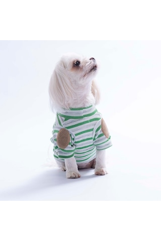 Yeşil Marseille Softline Çizgili Kedi Köpek Sweati Köpek Kıyafeti Kedi Kıyafeti