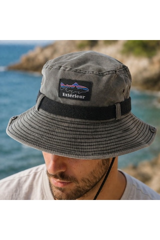 Perlotus Outdoor Safari Şapka Erkek Kadın Pamuklu Boonie Şapka, Geniş Siperli, Nefes Alan, Ayarlanabilir İpli Kamp, Balıkçılık, Yürüyüş, Seyahat Siyah