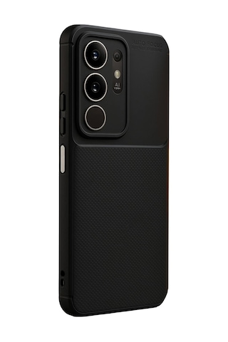 Vivo Y29 4g Uyumlu Kılıf Karbon Tasarım Kamera Korumalı Silikon Telefon Kılıfı Kapak Siyah