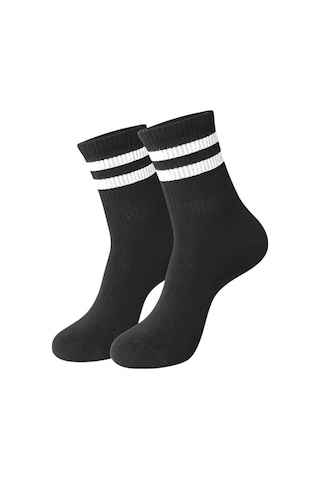 Ragi Store Tenis Çorap 6'lı Çemberli Burun Dikişsiz Siyah - Beyaz