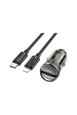 Hoco Z53 Sight Single Pd30w Type-c Girişli Araç Çakmaklık Hızlı Şarj Aleti + Type-c To İphone Lightn- 5775