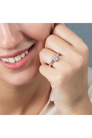 Starlight Diamond Pırlanta Montür Minimal Tasarım 925 Ayar Gümüş Bayan Baget Yüzük