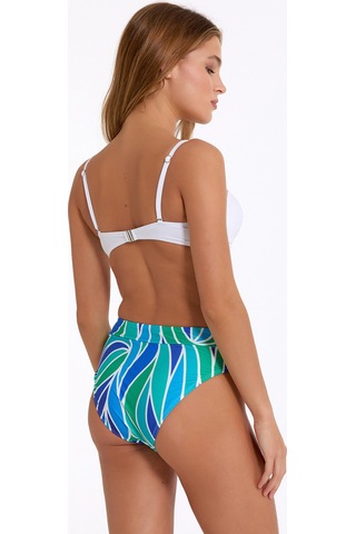 Argento Kadın Çiçek Detaylı Mavi Sabit Push Up Dolgulu Balenli Çıkarılabilir Askılı Yüksek Bel Bikini Takımı Mavi