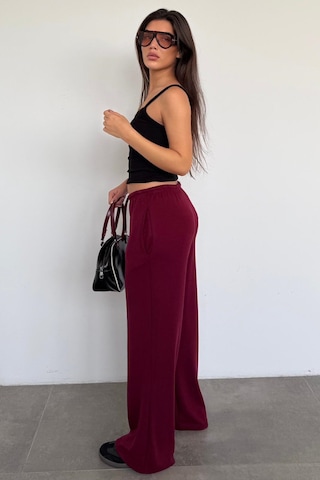 Bordo Geniş Paça Barrel Fit Eşofman Altı Mg2646 Bordo