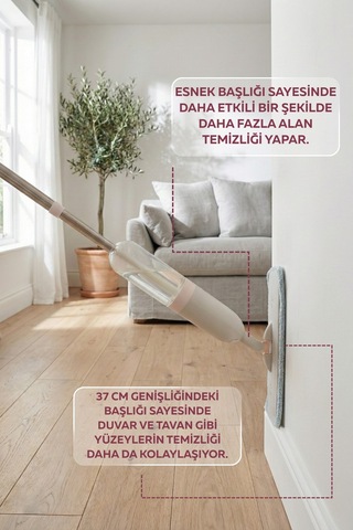 Sprey Mop 400 Ml Su Hazneli - Yıkanabilir Mikrofiber Bezli Pratik Yer Temizleme Seti